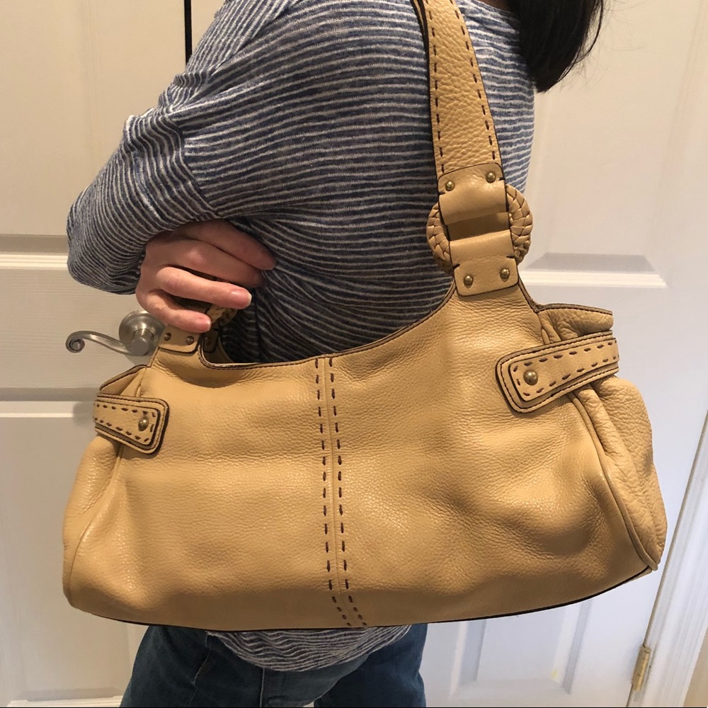 Cole Haan Tan Pebbled Leather Shoulder Bag